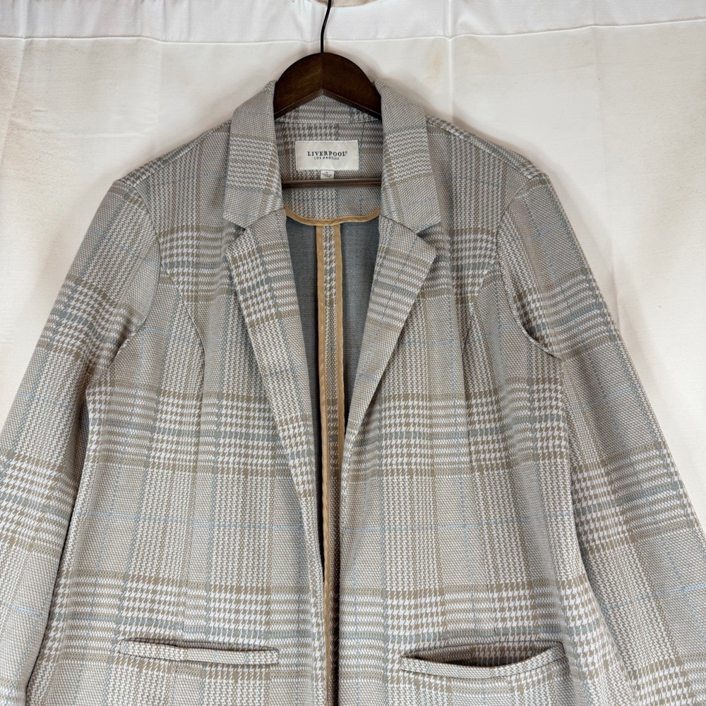 LIVERPOOL Women’s Size L Blazer Jacket Knit Houndstooth Plaid Stretch - Picture 5 of 16